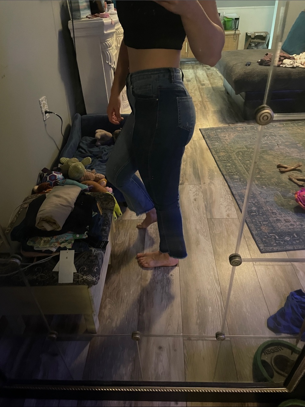 Color block cropped Flare Jeans - Picture 9 of 10